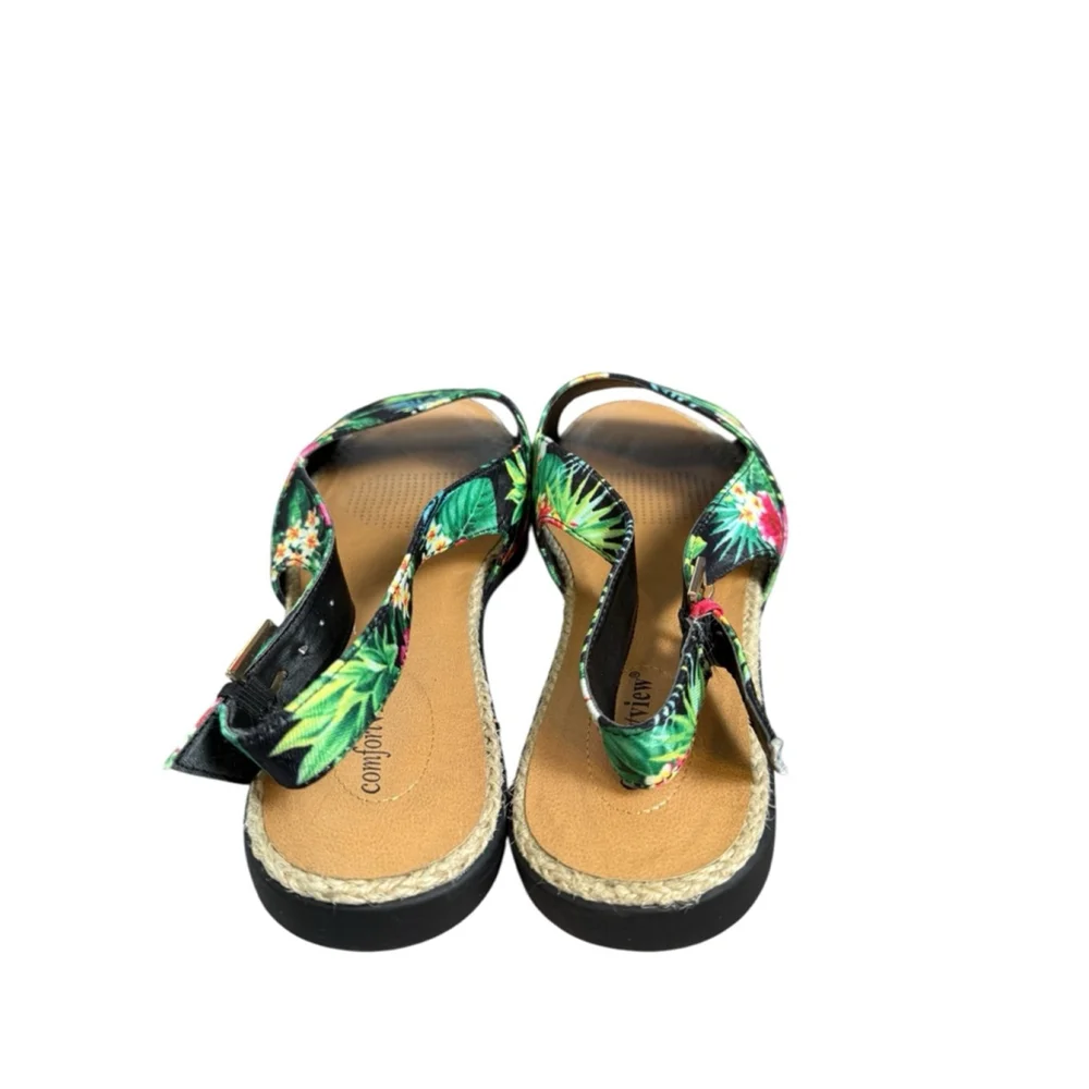 Cory View Sandals Green Floral Print Wide Width Size 12WW - Picture 4 of 11